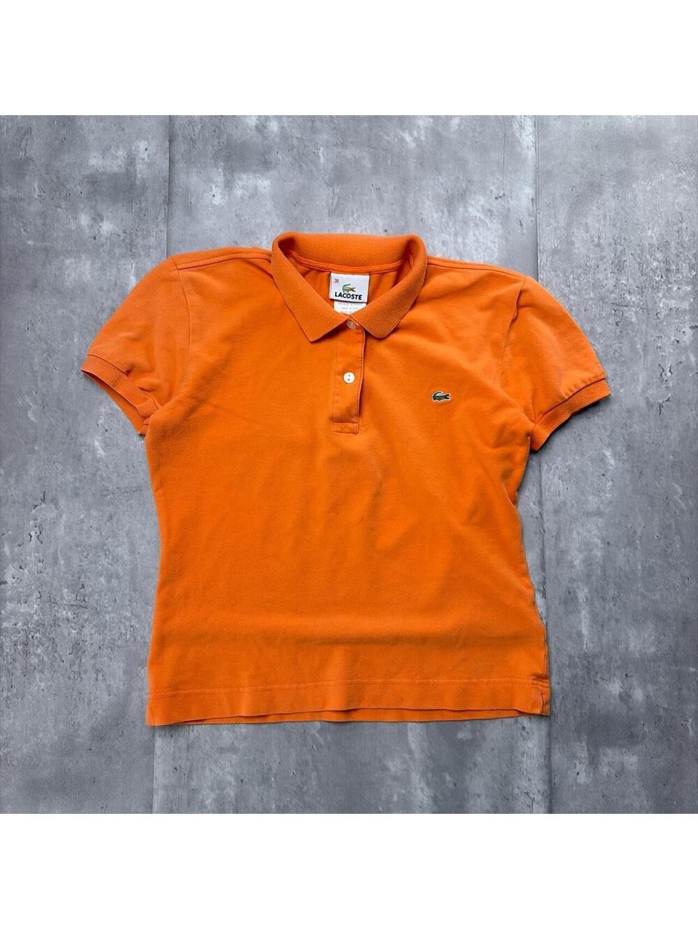 Y2K Orange Lacoste Grunge Logo Polo Shirt